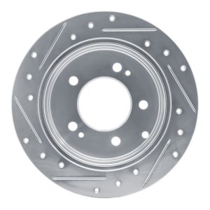 Kia Forte5 Brake Rotor (1) - Rear Right - R1 Concepts - Drilled & Slotted - Silver - `10-`13